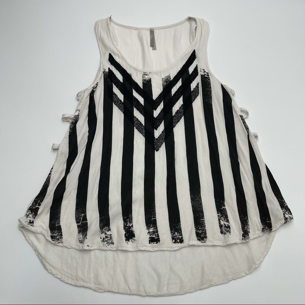 LF Black & White Open Sides Tank Top Medium